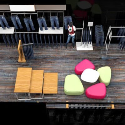 Azgard9 denim products display office interior design