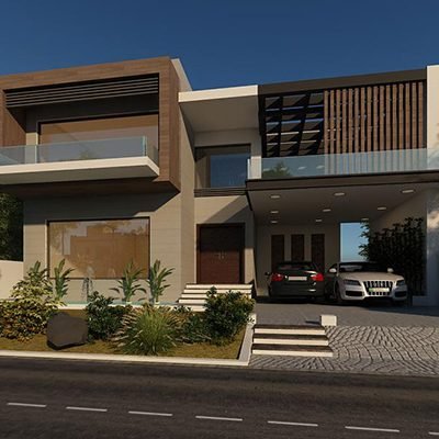 Modern House Elevation 45 x 90 1 Kanal 3 Floors