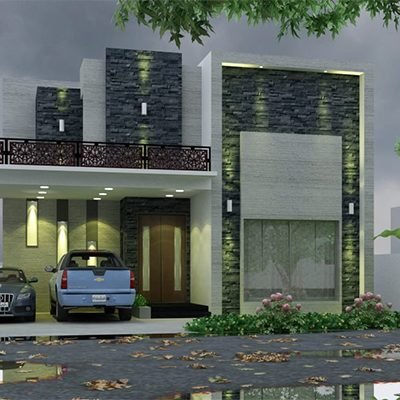 Modern House Elevation 50 x 90 1 Kanal 2 Floors